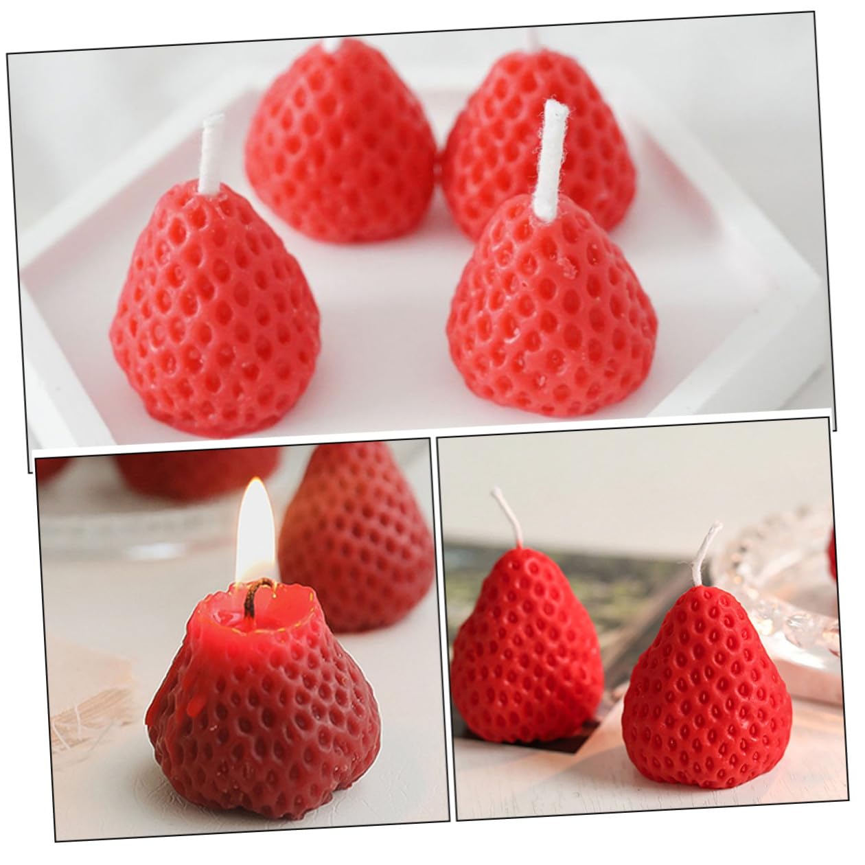 SUPVOX Set da 9 Candele Profumate alla Fragola, Candele Decorative a Forma di Fragola per Aromaterapia, Decorazioni per Casa e Scenografie di Festa, Regalo Natalizio e Matrimonio