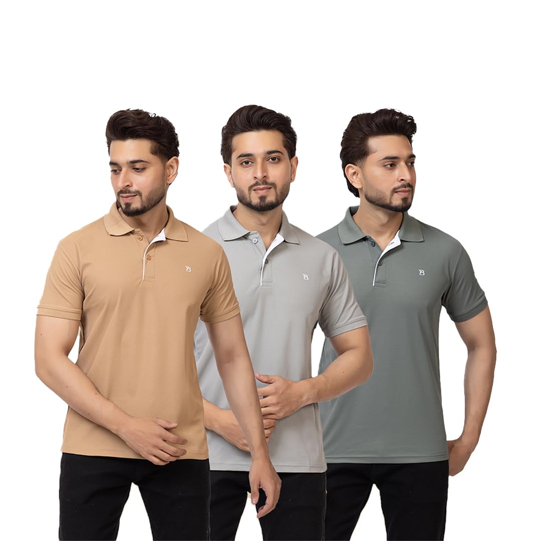 Regular Fit Half Sleeve Soft and Comfortable Solid Polo T-Shirt for Mens (Pack of 3)-image-19