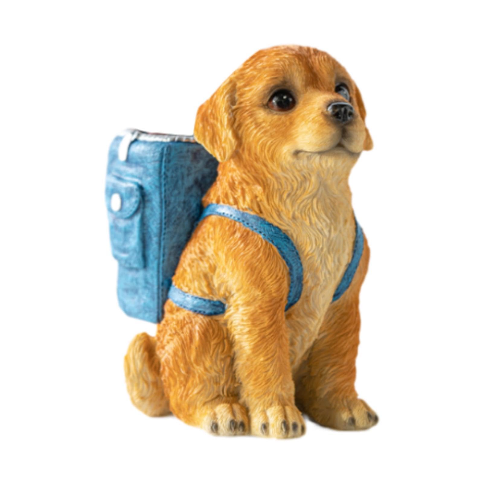 Porte-crayons en forme de chien en résine bleue aux finitions soignées