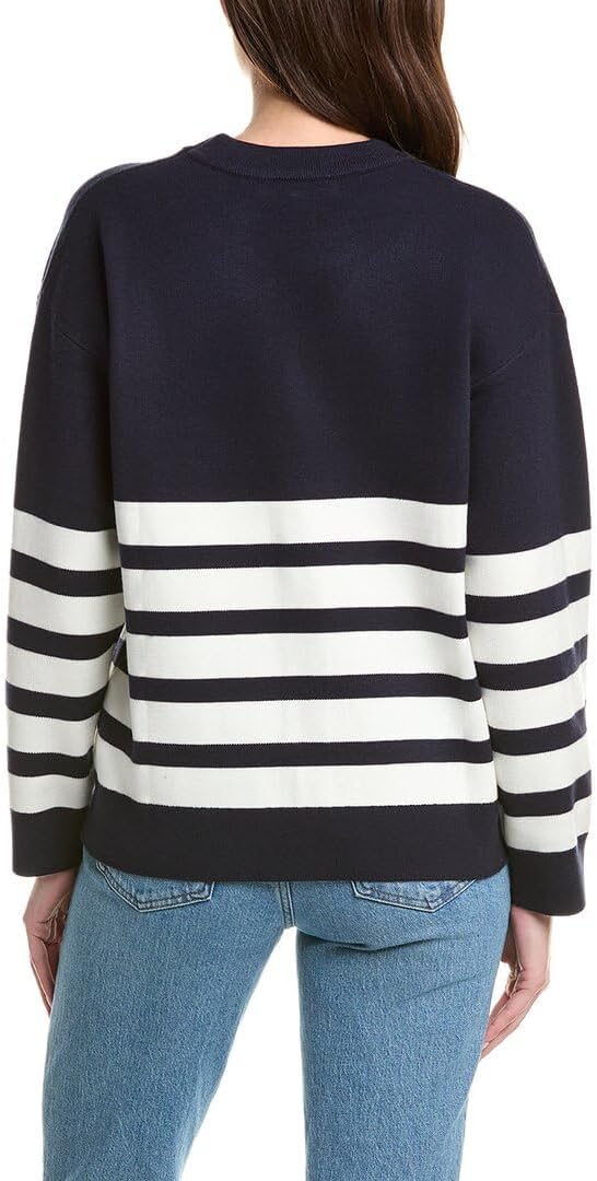 English Factory Women's Stripe Round Neck Sweater, Navy/White, S - Image 2