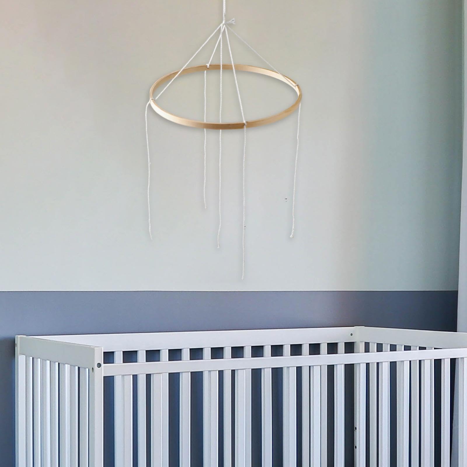 Estructura Móvil de Bambú para Cuna Infantil Marco de Madera para Manualidades Colgantes Soporte Resistente para Campanillas Y Adornos Accesorios Arte, 23 Cm 4 Agujeros, Individual