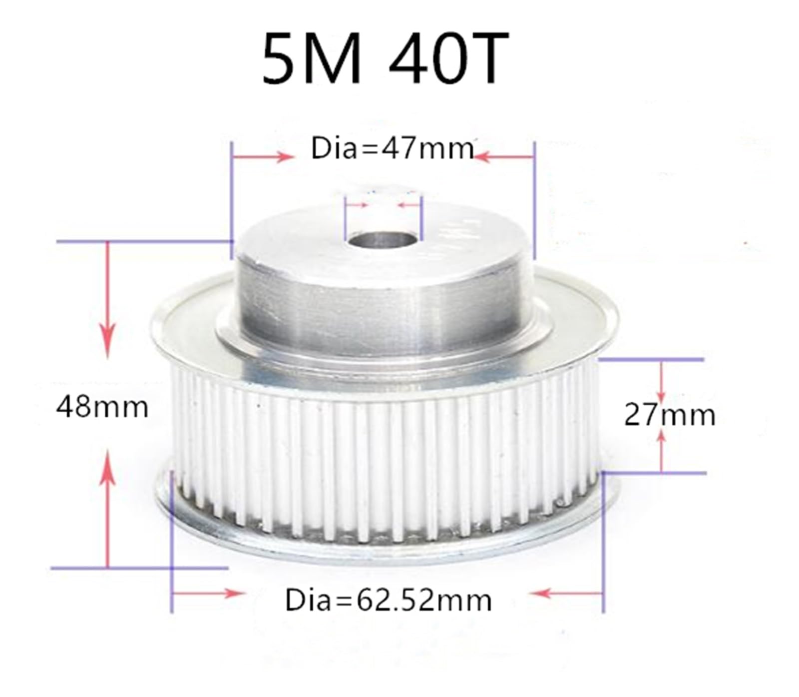 Polea de sincronización de polea HTD 5M 5M40T, correa de distribución, rueda síncrona, ancho de diente de polea 21mm 27mm(27mm)