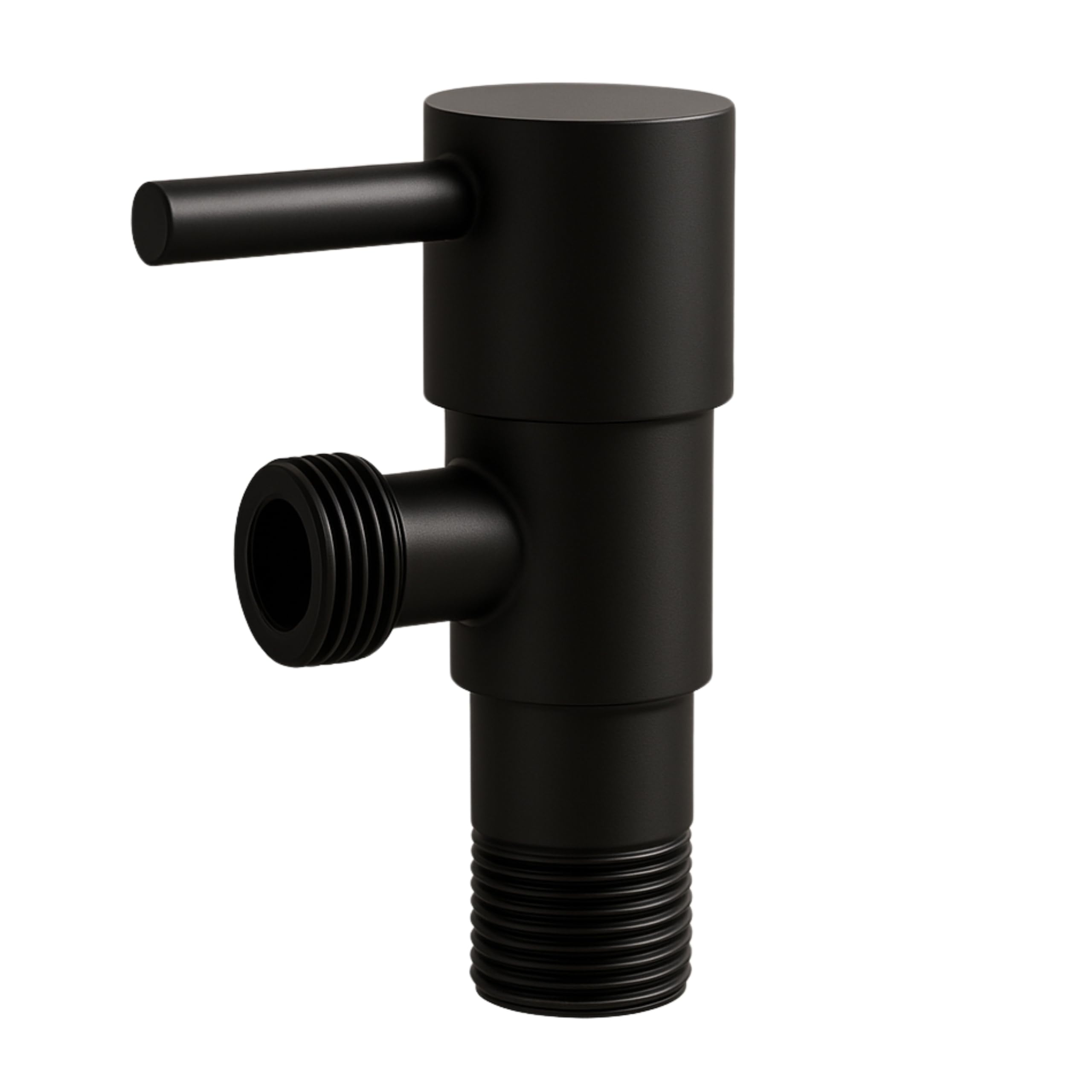 Eckventil aus Edelstahl AISI 304, Wasserhahn Anschluss Schwarz 1/2 x 1/2, Langlebiges Eckventil mit Keramik-Kartusche, rostfrei & universell für Bad und Küche