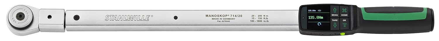 Stahlwille 96500902 MANOSKOP Tightening Angle Torque Wrench, Indicating and Click-Type, Size 2, 2–20 N.m, 4 Measuring Modes, QuickRelease Safety Lock, Made in Germany