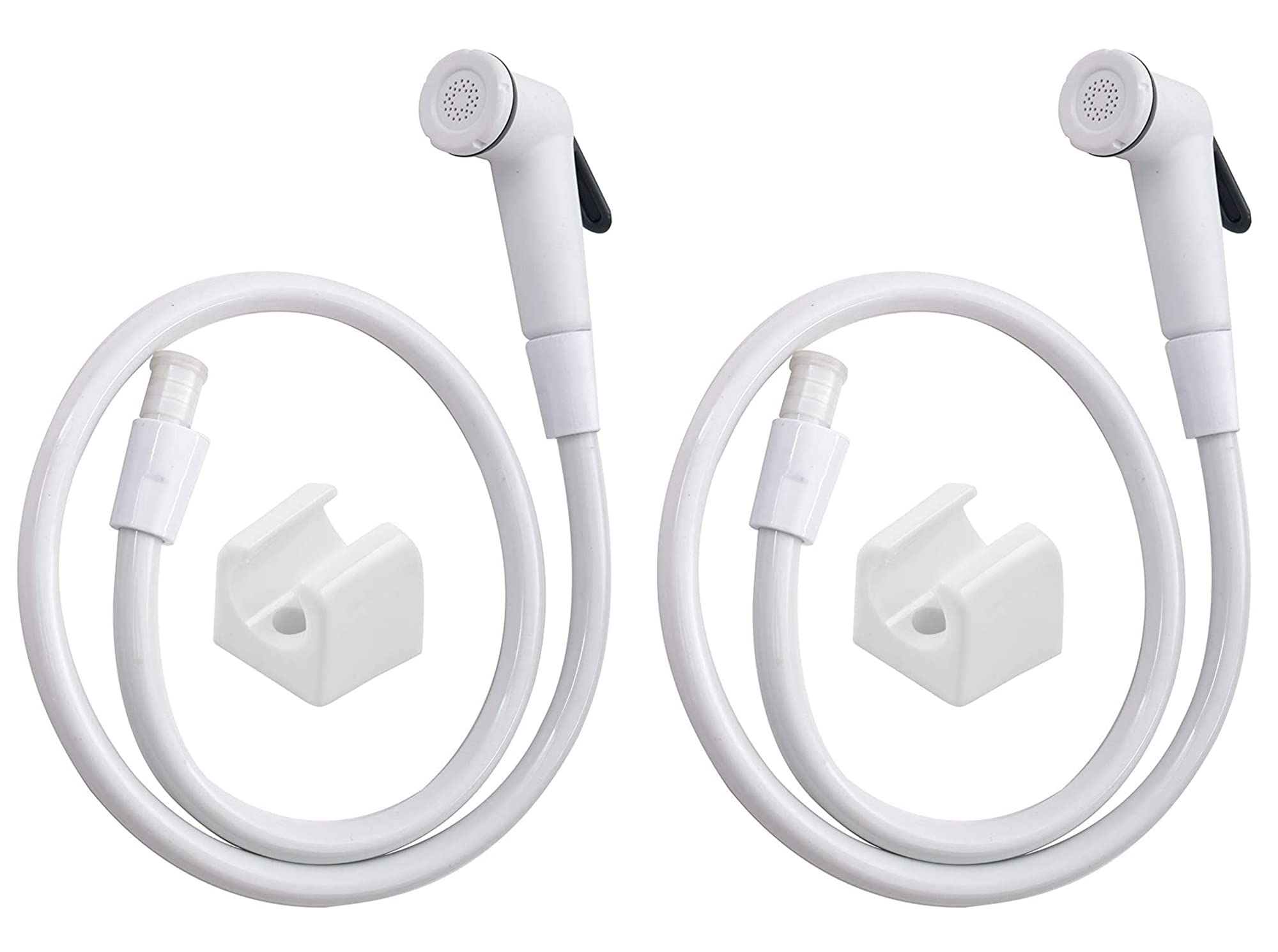 BatheStore 2 Pcs Toilet Jet Spray Health with 1 Mtr. Flexible Hose and Wall Bracket Health Faucet (Wall Mount Installation Type), ABS Plastic, White, Chrome