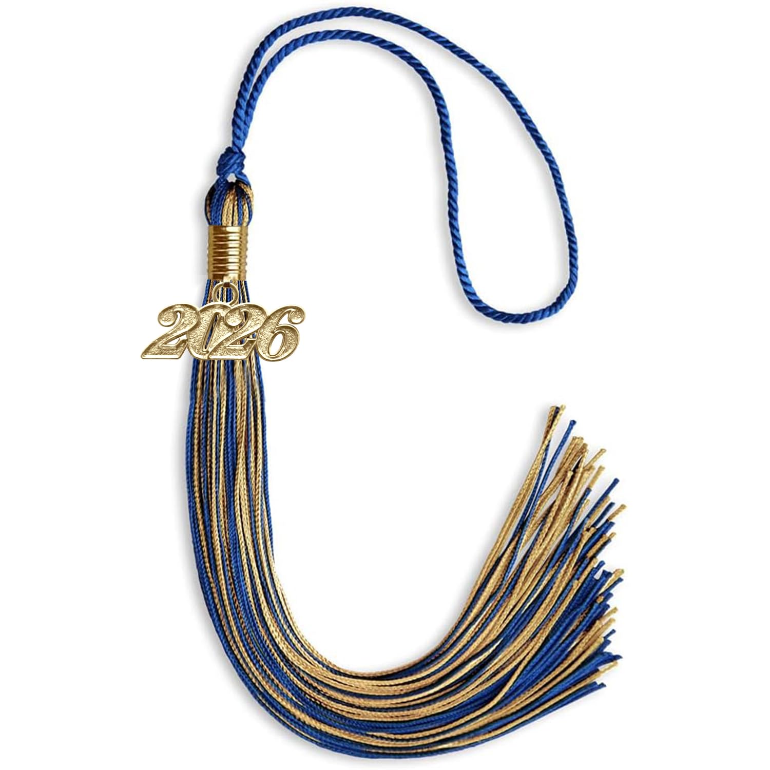 Endea Graduation Mixed Double Color Tassel with Gold Date Drop (Royal Blue/Antique Gold, 2026)