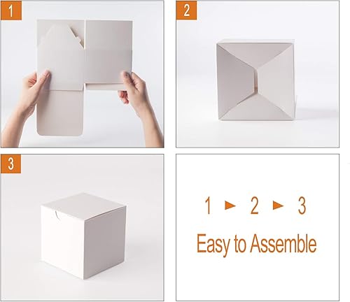 Miniatura 5 de Giftol - Cajas de regalo de papel blanco pequeñas, 4 x 4 x 4 pulgadas, plegables, fáciles de armar para damas de honor, propuestas, cortejo nupcial,