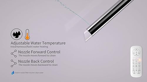 Miniatura 4 de EUROTO Inodoro de bidé inteligente, 1.28 GPF doble descarga, apertura y cierre automático, descarga automática, sensor de pie, asiento con