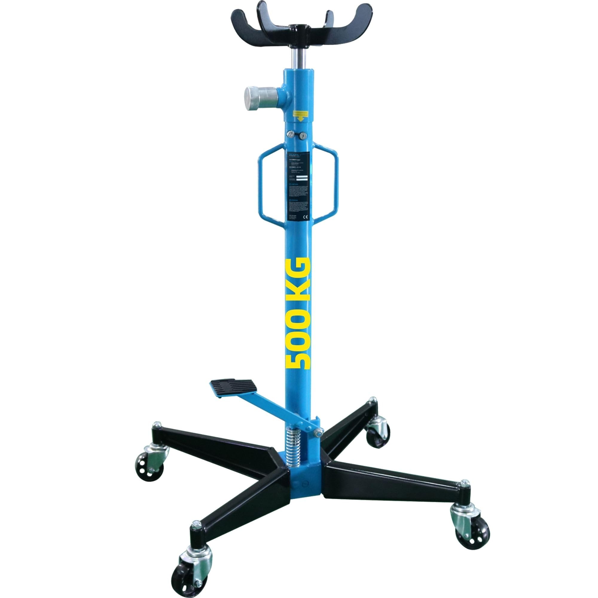 SW-Stahl 20309L Elevador de Engranajes, Gato de Foso y Motores de 500 kg | Altura 111-194 cm, bomba de pie hidráulica, piston de 30 mm, 4 ruedas giratorias y llenado de aceite ISO VG 32