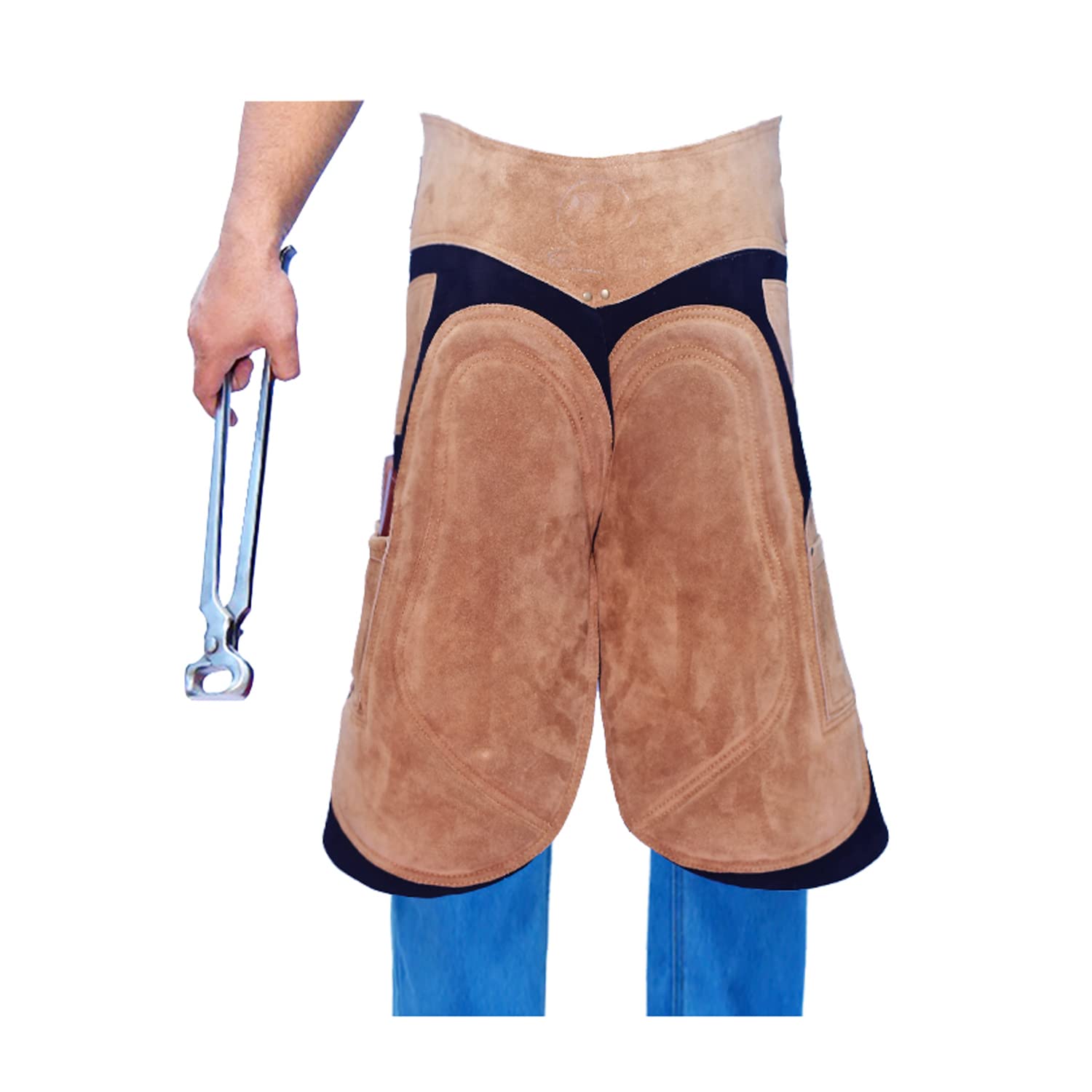 EQUESTRIAN STORE 59 cm/65 cm/70 cm/75 cm. Blacksmith Apron Premium Full Grain Leather Genuine Suede Apron for Blacksmith Tools, Trimmer Chaps, Hoof Care, Blacksmith for Men and Women