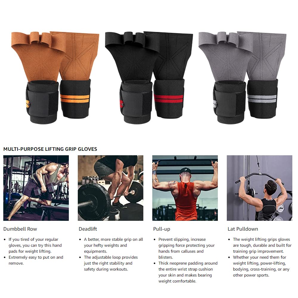par de Guantes de Entrenamiento para Levantamiento de Pesas, Fitness, Deportes, Culturismo, empuñaduras de Gimnasia, Guantes Protectores de muñeca para Mano y Gimnasio (Negro M)