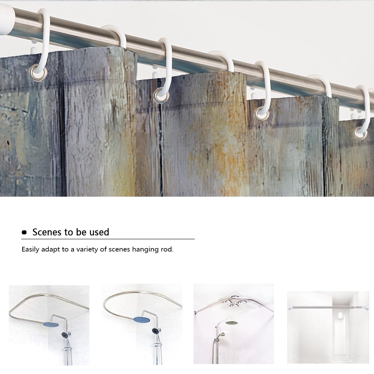 Cortina de Ducha Calabaza Otoño Rústica Madera Puerta Deko 180x200cm