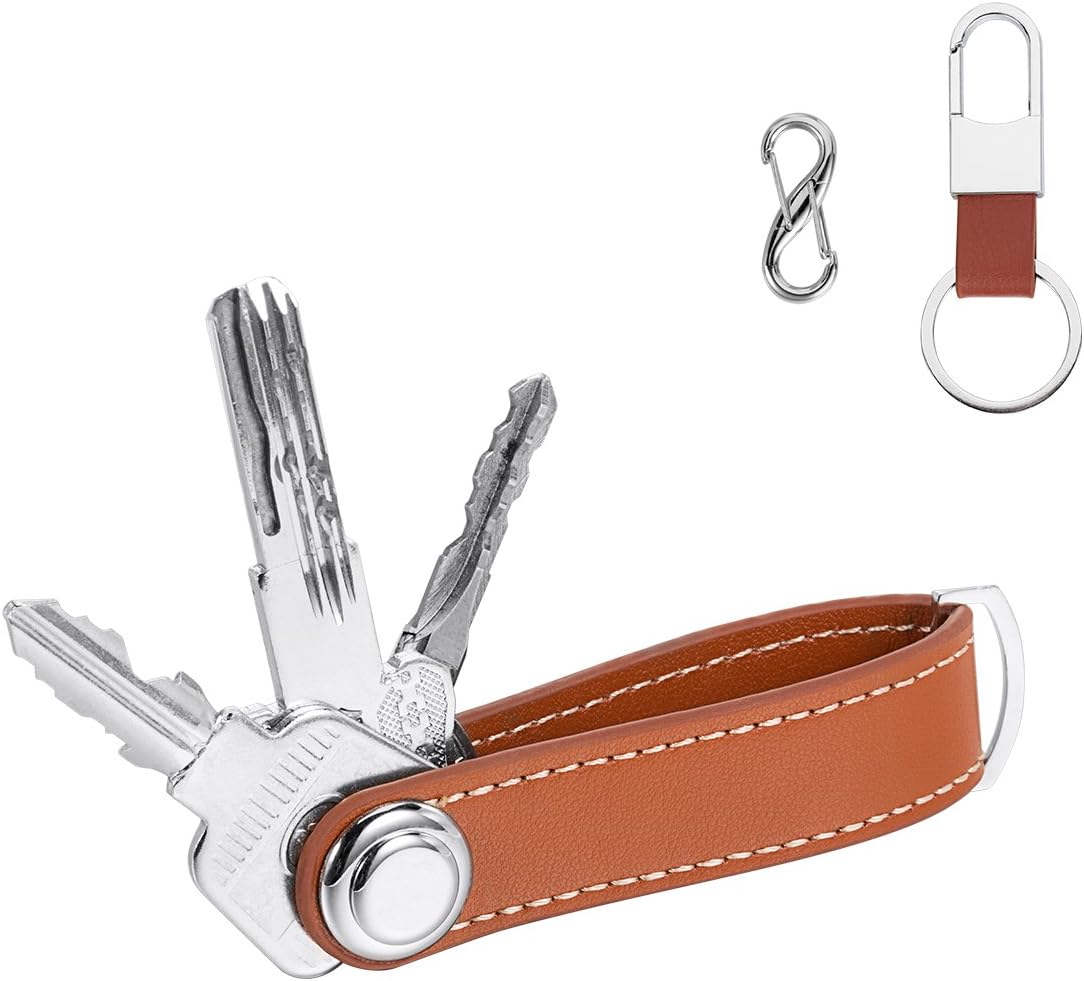 Leather Compact Key Holder Organiser-Made of Durable Premium Quality Leather (Brown)