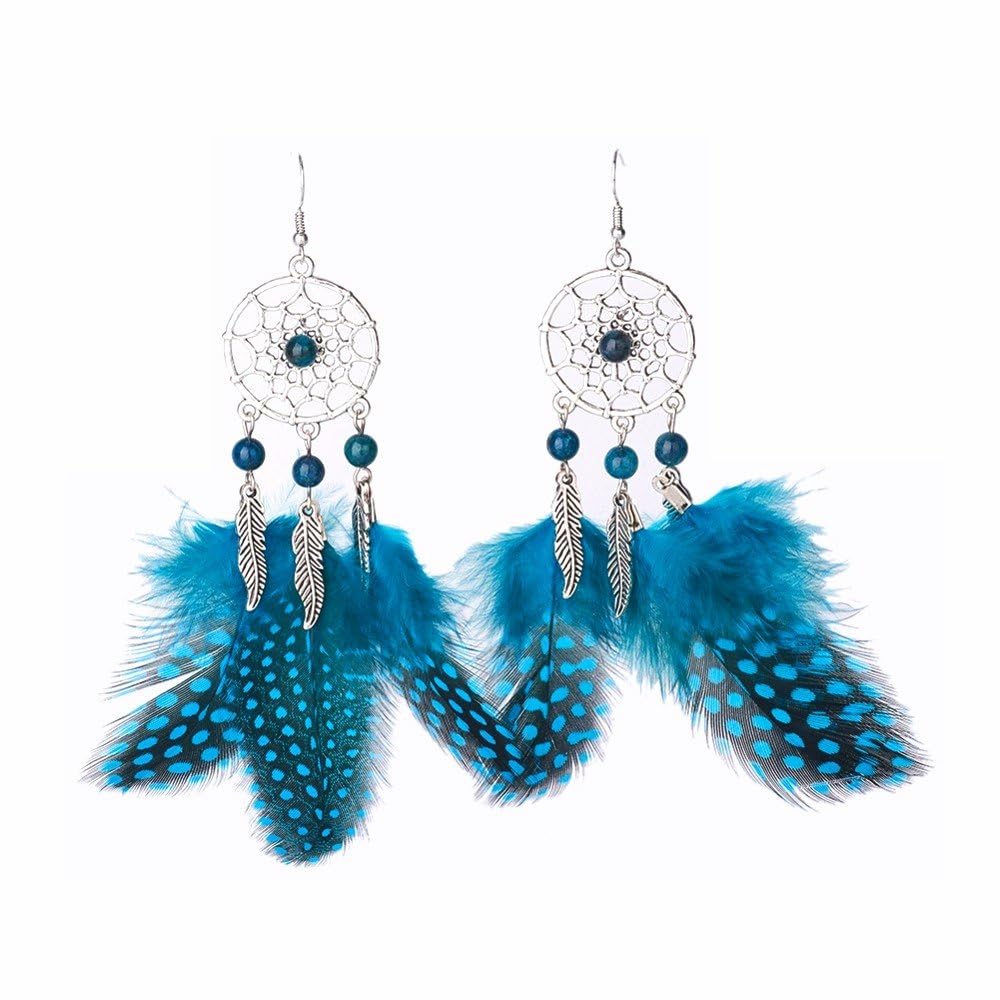 Via Mazzini Bohemia Beach Style Whispers Dreamcatcher With Real Feather And Natural Apatite Beads Oceanic Dangle Earrings Set For Women And Girls (ER2605) (B0D45NFTR4) Amazon Price History, Amazon Price Tracker