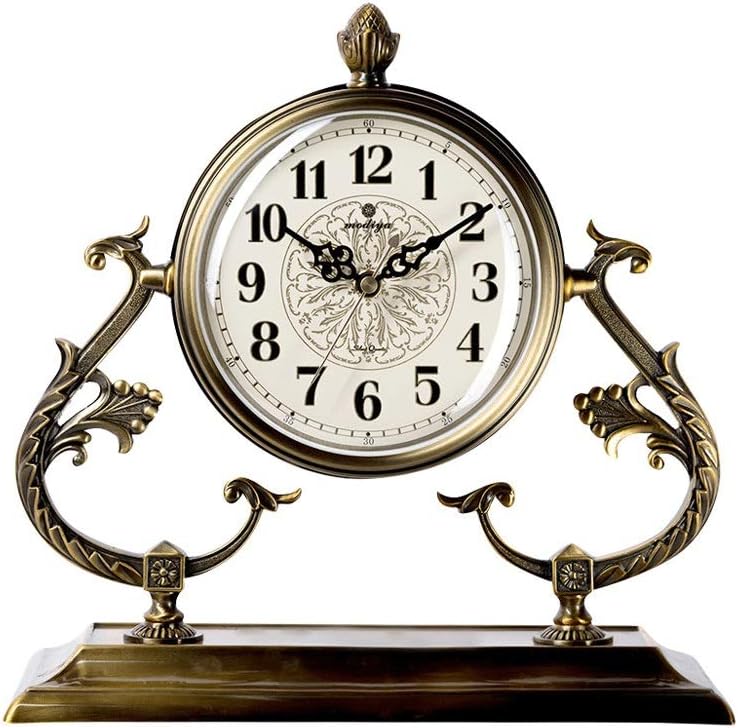 European Style Black Arabic Numerals Clock,Modern Personality Metal Desktop Table Pendulum Clock,Creative Clock Decoration for Home Decoration Living Room Bedroom