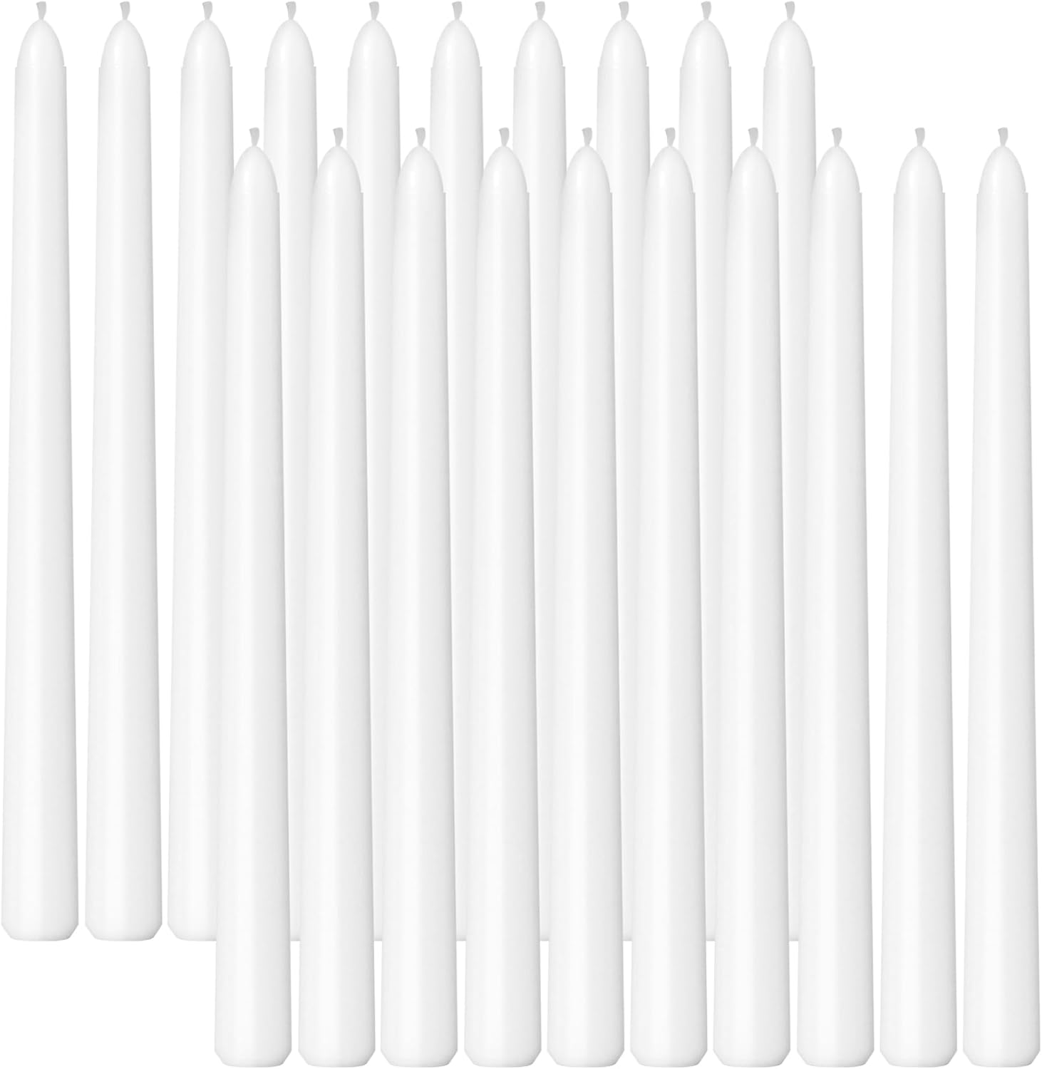 Viyffo Taper Candles 10 Inch – 20 Pack White, Dripless, Unscented, Smokeless – 8 Hour Burn – Tall Candlesticks for Wedding, Dinner, Holiday, Party, Home Decor White-10"20pcs