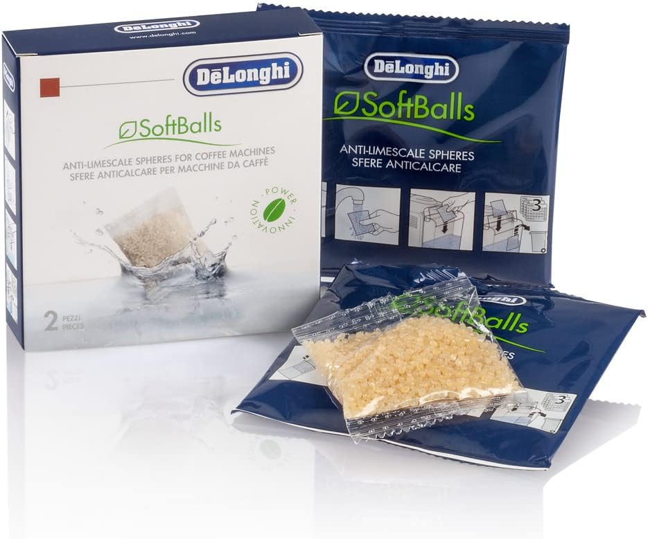 Softballs DLSC551, Anti Limescale Spheres for Coffee Makers, Coffee Machine Maintenance Accessory, Plant-Based Ingredients, 6 Months Duration, 2 Bags