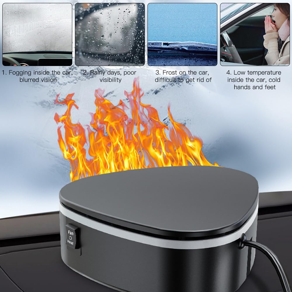 Auto Heizung, 12V/120W Heizlüfter Auto, 2 in 1 Tragbare Autoheizung Defroster, 360°Drehung Winter Auto Defroster Demister, Auto Heizlüfter mit Saugnapfhalterung, Zigarettenanzünder-Stecker