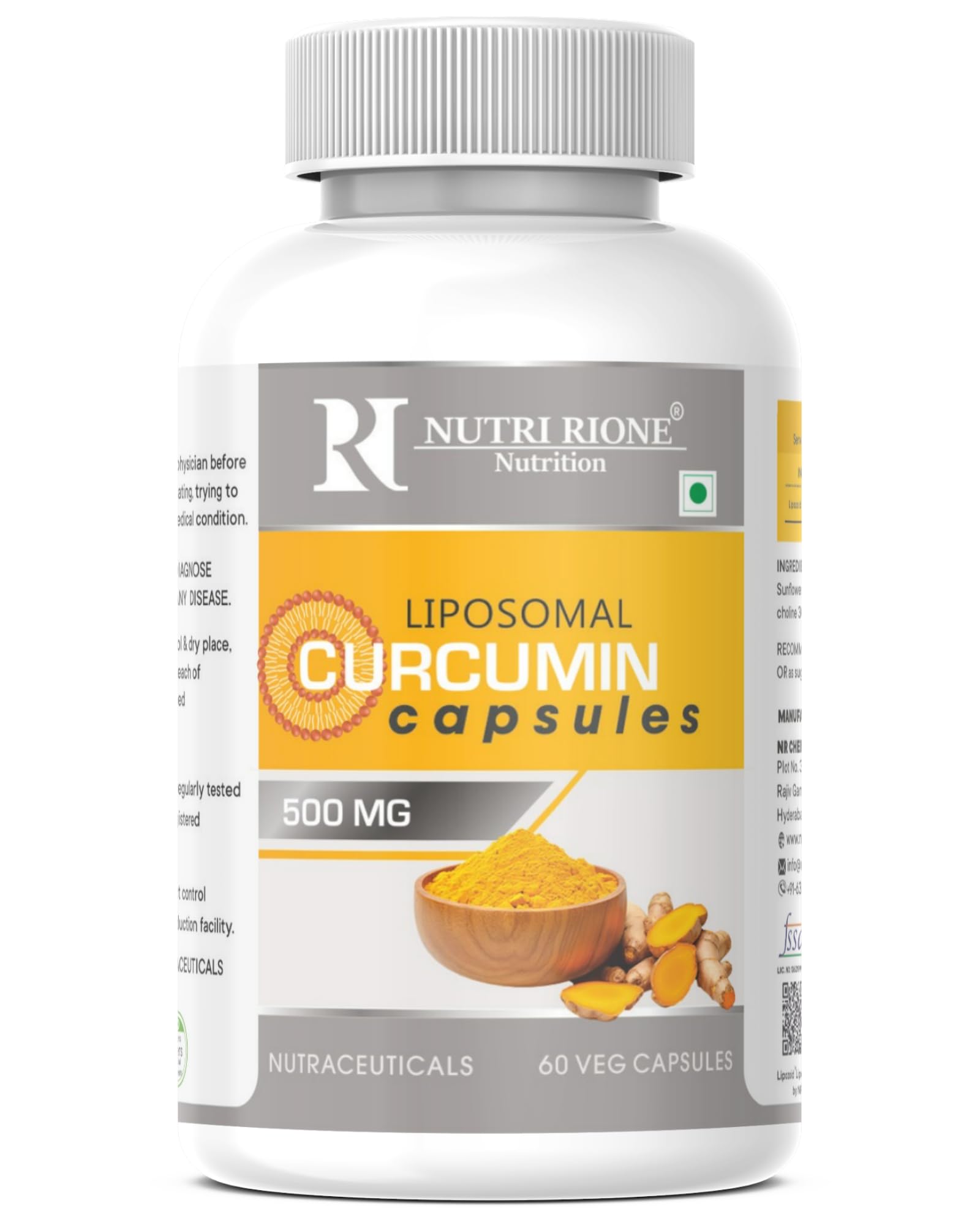 Nutri Rione Liposomal Curcumin, Encapsulated, high Absorption - Veg Capsules (60)-image-42
