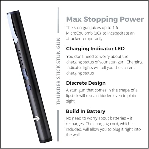 Miniatura 5 de Odds Shifter's DefenPro 32,000,000 - Pistola aturdidora para defensa personal táctica con USB recargable, indicador de batería, clip duradero,