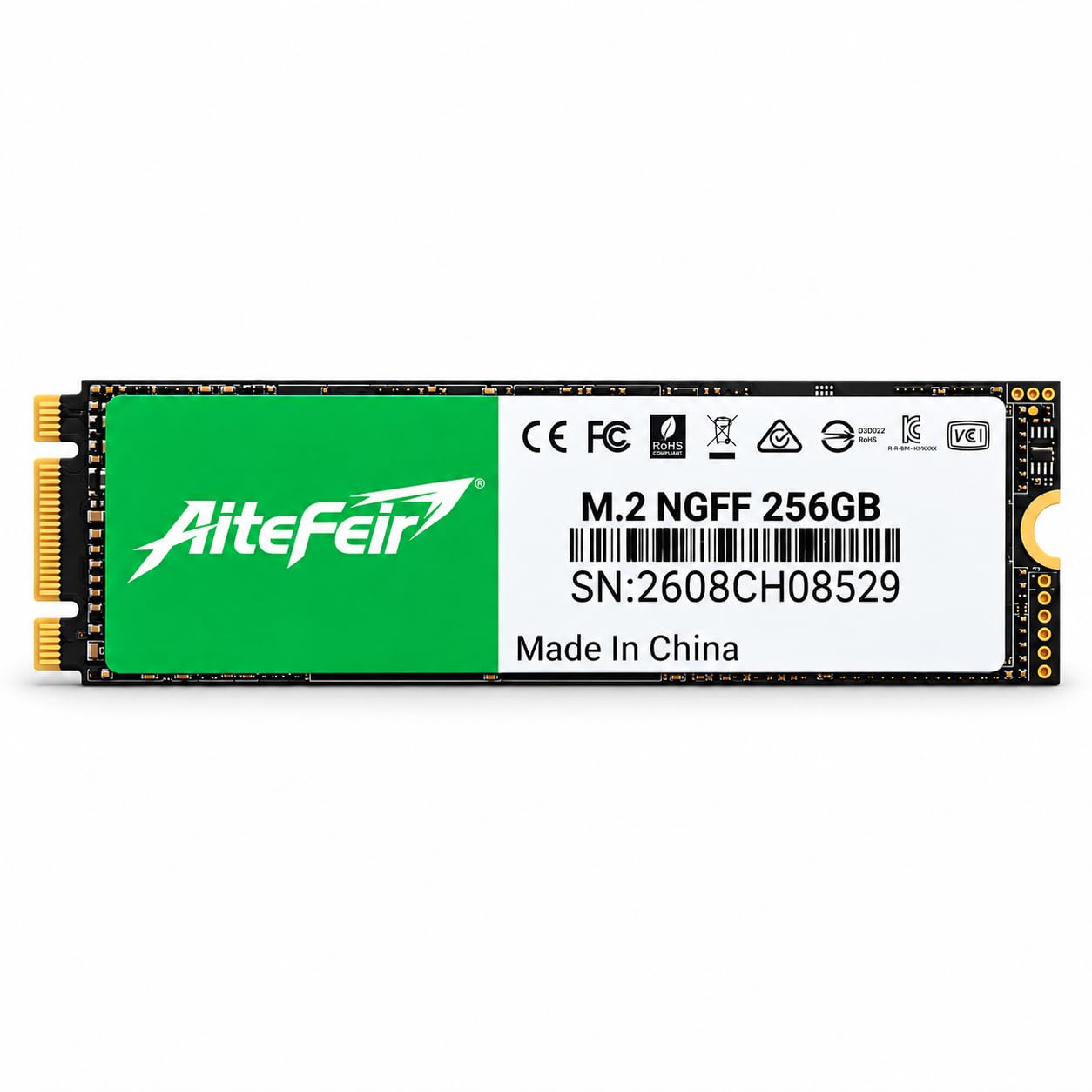 256GB M.2 SATA SSD, M2 2280 NGFF Internal Solid State Drive, SATA III 6Gb/s, Up to 500MB/s Read Speed, Laptop and Desktop PC Storage Upgrade, Non-NVMe