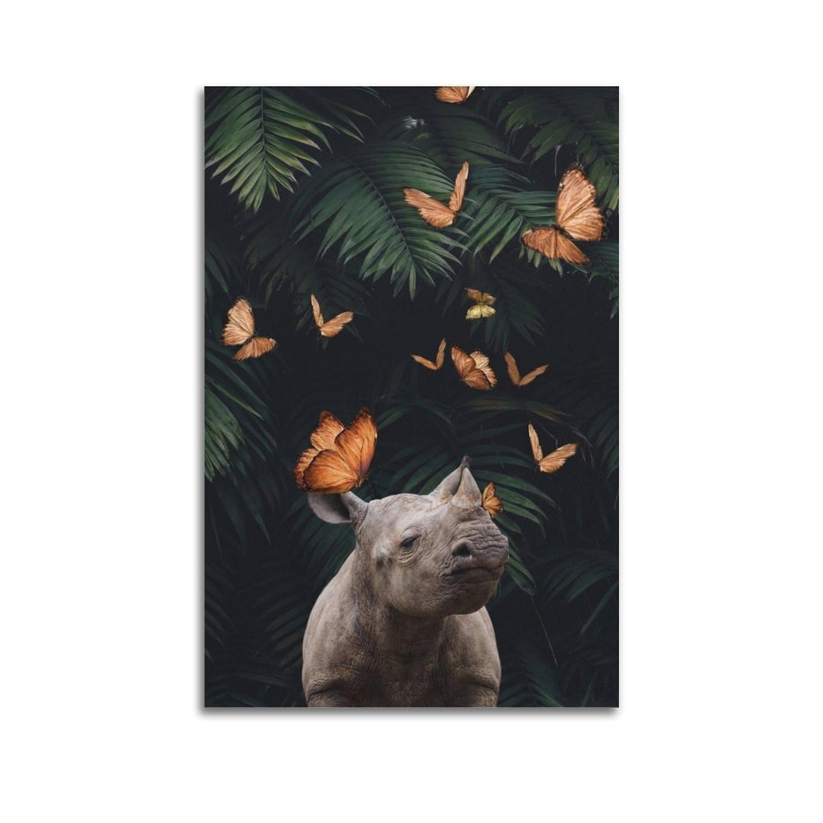 XKUGA Rhino Animals Zen Forest Healing Poster Modern Decorative Canvas Prints - Ideal Wall Art for Family, Man Cave, Game Room, Boys & Girls Bedroom 20x30inch(50x75cm)