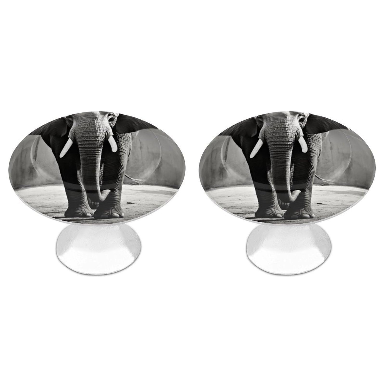 Fodpand White 2 Pack Cabinet Knobs 1.1 Inch Single Hole Drawer Pulls Handles Decorative Elephant Furniture Knobs For Dresser Kitchen Bathroom Cupboard Wardrobe Vanity Closet Door Hardware