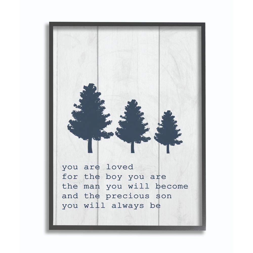 Stupell Industries You are Loved Son Three Tree Planks Black Framed Wall Art, 24 x 30, Design by Artist Daphne Polselli