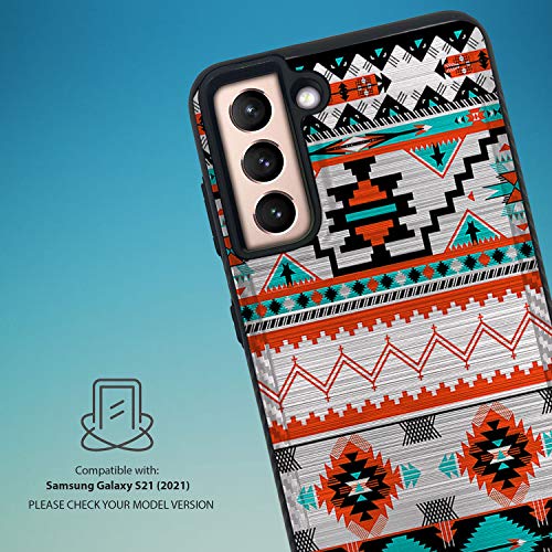CasesOnDeck Dual Layer Case Compatible with [Samsung Galaxy S21 / S21 5G (2021)] [Brushed Armor] Slim Fitted Shockproof Shell Case (Western Pattern)