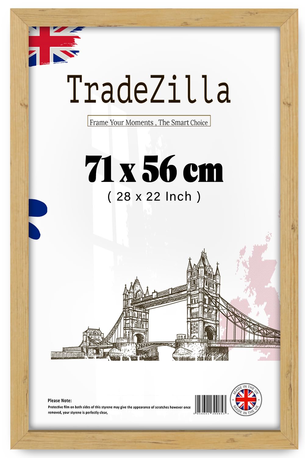 TradeZilla | Large 2' 4" x 1' 10" - 28 x 22 Eton Wood Poster Frames Ideal for Living Room, Wall Galleries (71 x 56 CM) [ Pine ]