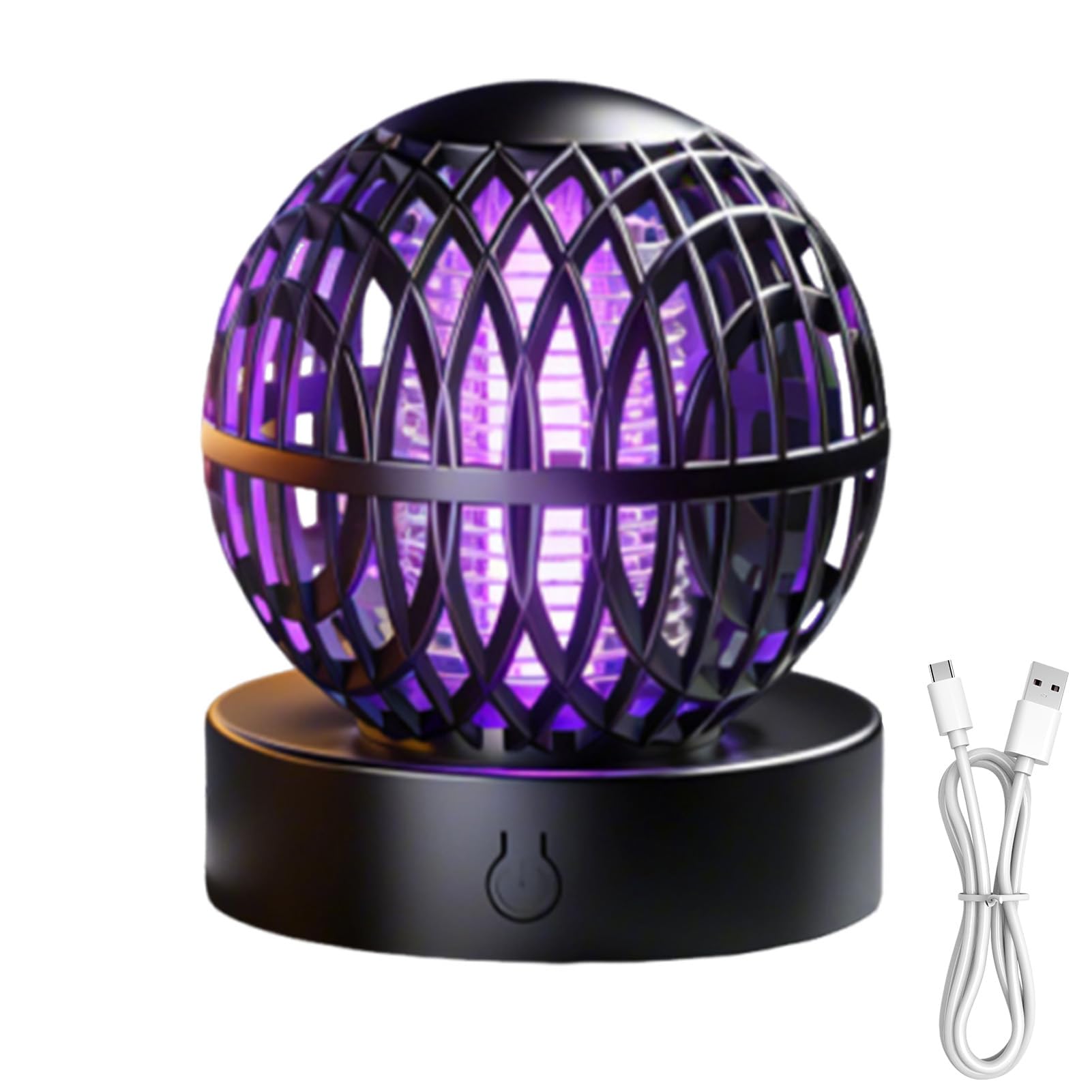 Mosquito Killer Lamp, USB Electric Fly Zapper, Portable Bug Zapper with UV Lamp and Night light Lamp Outdoor, Safety Mesh Cover, Easy-Clean, 360° Attract Zap Flying Insect for Yard, Camping、Black