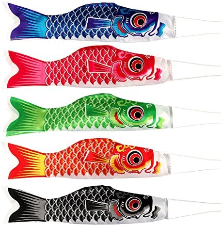Aliciashouse 1 Set 5Pcs Japanese Carp Flag Carp Banners Windsock Sailfish Koinobori Wind Streamer Muticolor Fish