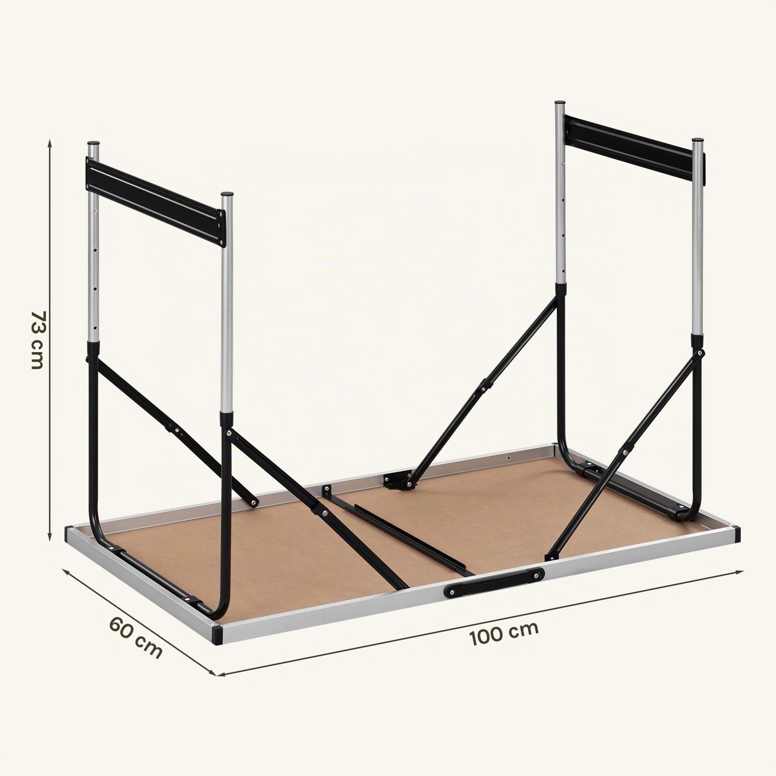 eSituro Tavolo da Campeggio Regolabile in Altezza (73-94 cm), Tavolo Pieghevole Salvaspazio in Alluminio, per Giardino, Picnic, Leggero, Nero 100x60x94 cm