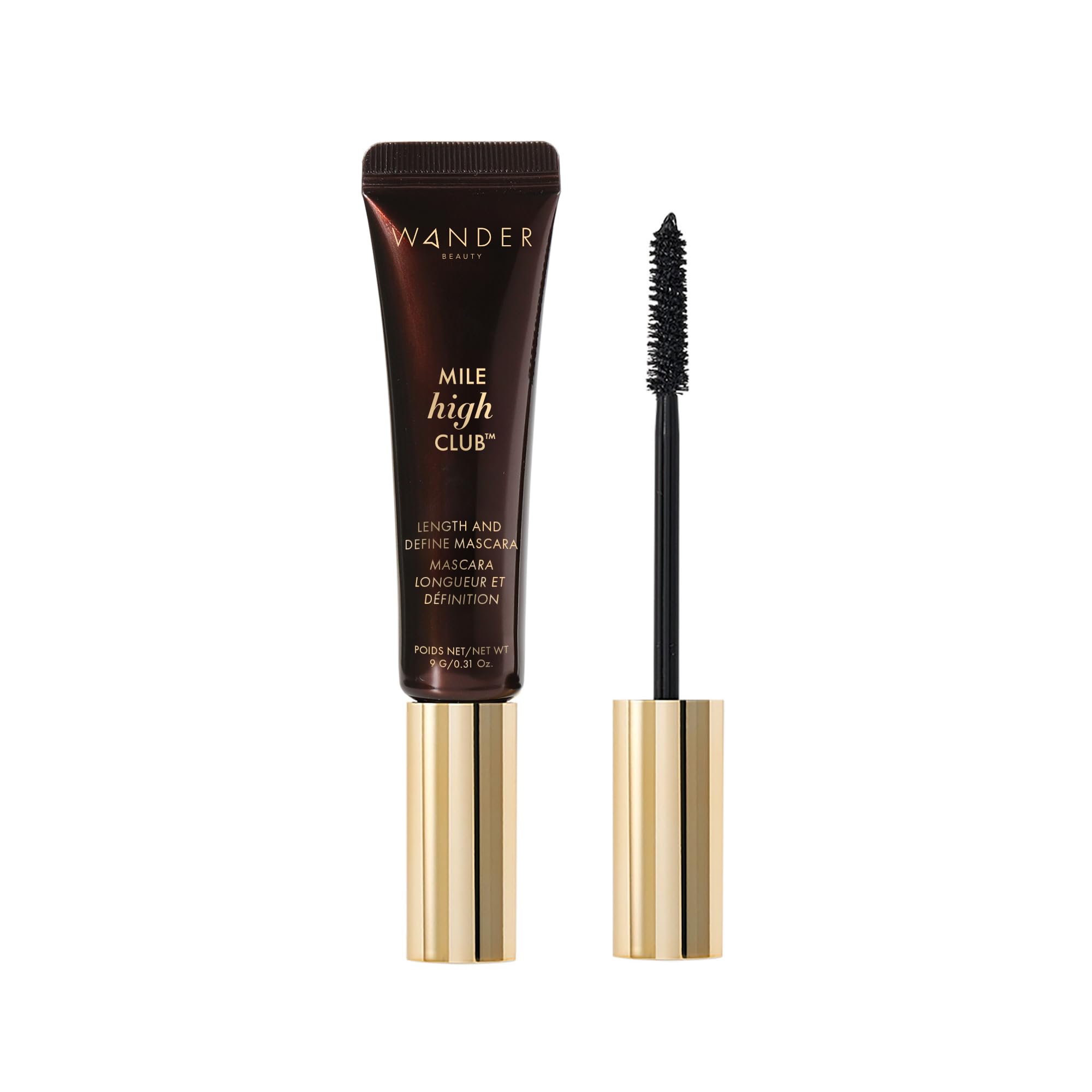 Wander Beauty Mile High Club Soft Brown Mascara - Defining, Lengthening, Water-Resistant - Cruelty Free - Smudge-proof, Flake-proof. Castor Oil and