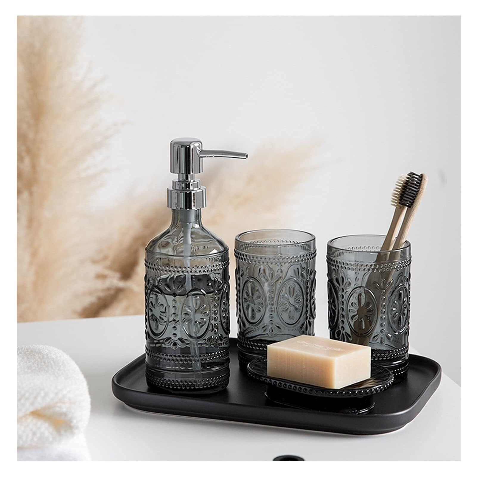 Dispensador de jabón hotel y cocina moderna con juego de accesorios de baño de cinco piezas