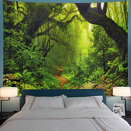 Leofanger Misty Forest Tapestry Magical Nature Green Tree Wall Tapestry Rainforest Landscape Tapestry Wall Hanging Bohemian Psychedelic Tapestry For Bedroom Living Room Dorm #TOP1