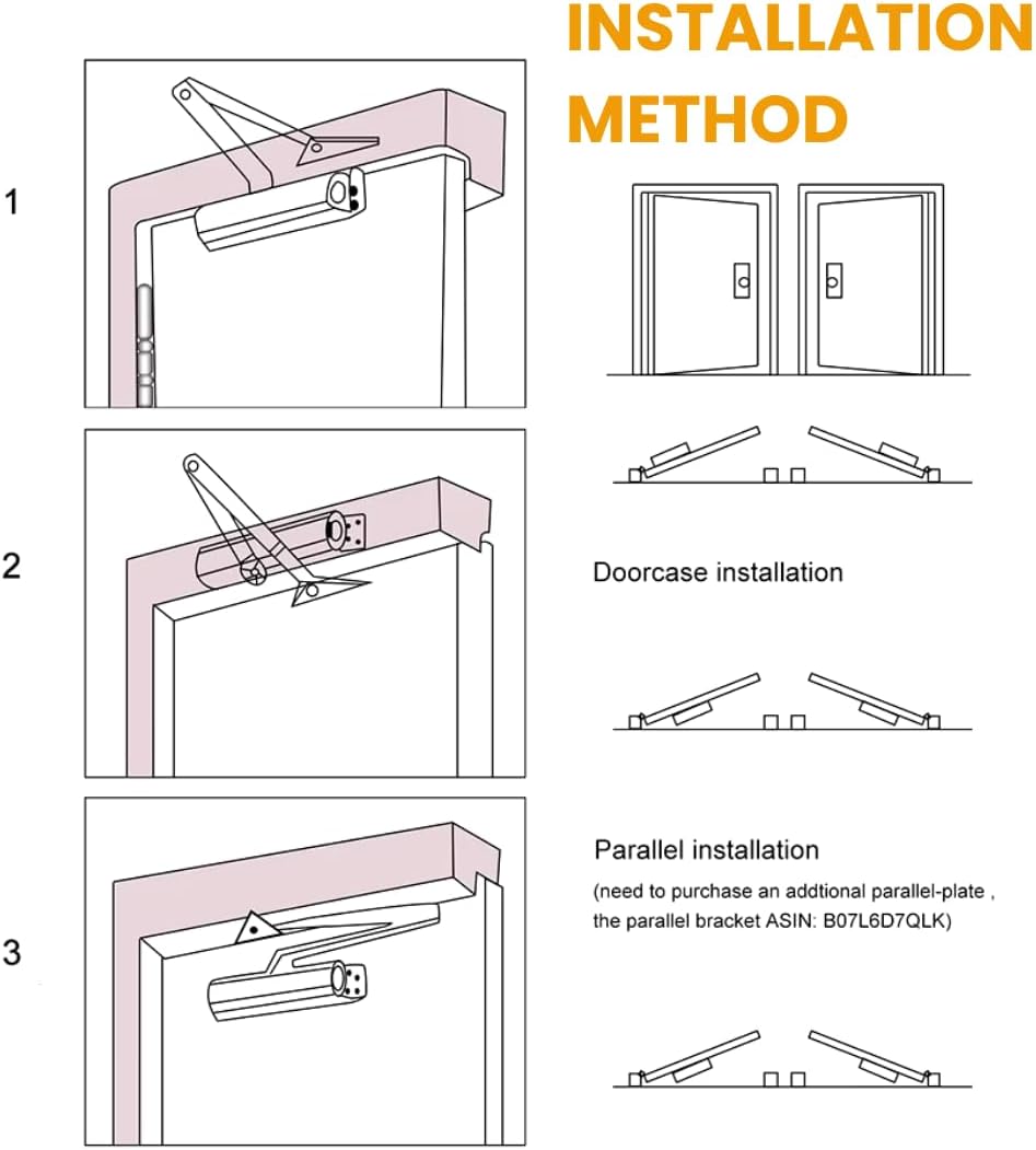 Hydraulic Automatic Door Closer – Heavy Duty Adjustable Closer (Up to 150 lbs) for Home & Commercial Use – Aluminum Alloy Auto Shut System for Interior & Exterior Doors