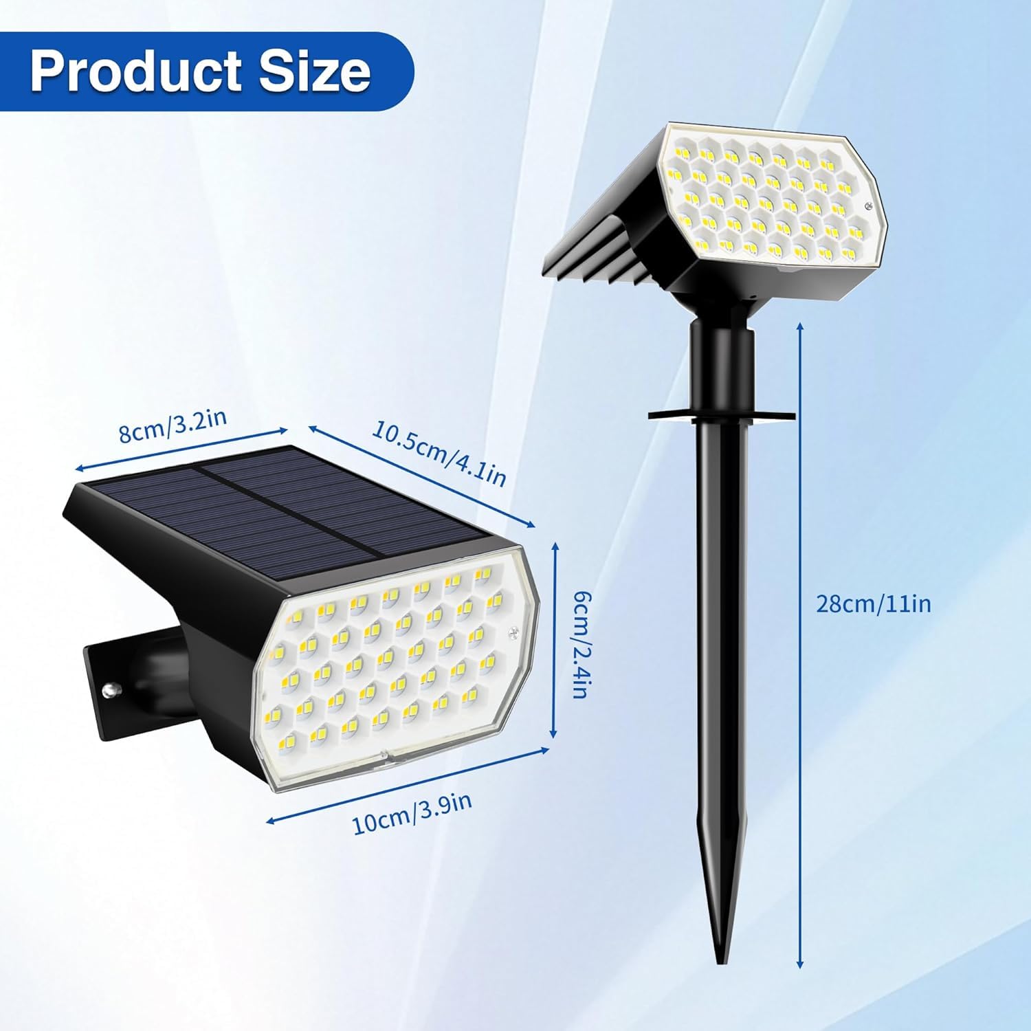 Zewnętrzne wodoodporne światła słoneczne, 3 tryby projektorów krajobrazowych, od zmierzchu do świtu Solar Flood Lights na zewnątrz, oświetlenie ogrodowe (4)
