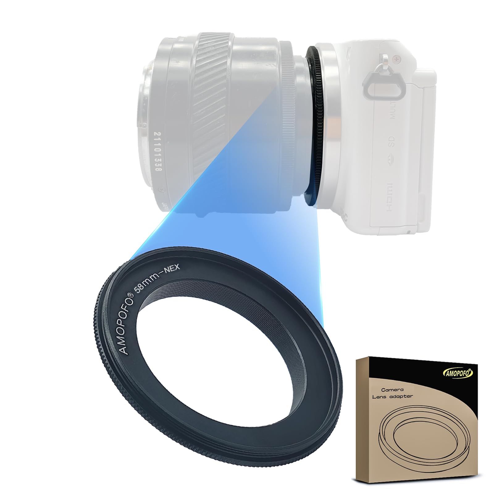 58mm Macro Lens Reverse Ring Compatible with for Sony E Mount NEX-5T NEX-6 NEX-5R NEX-F3 NEX-7 NEX-5N NEX-5C NEX-C3 NEX-3 Camera,with 58mm Filter