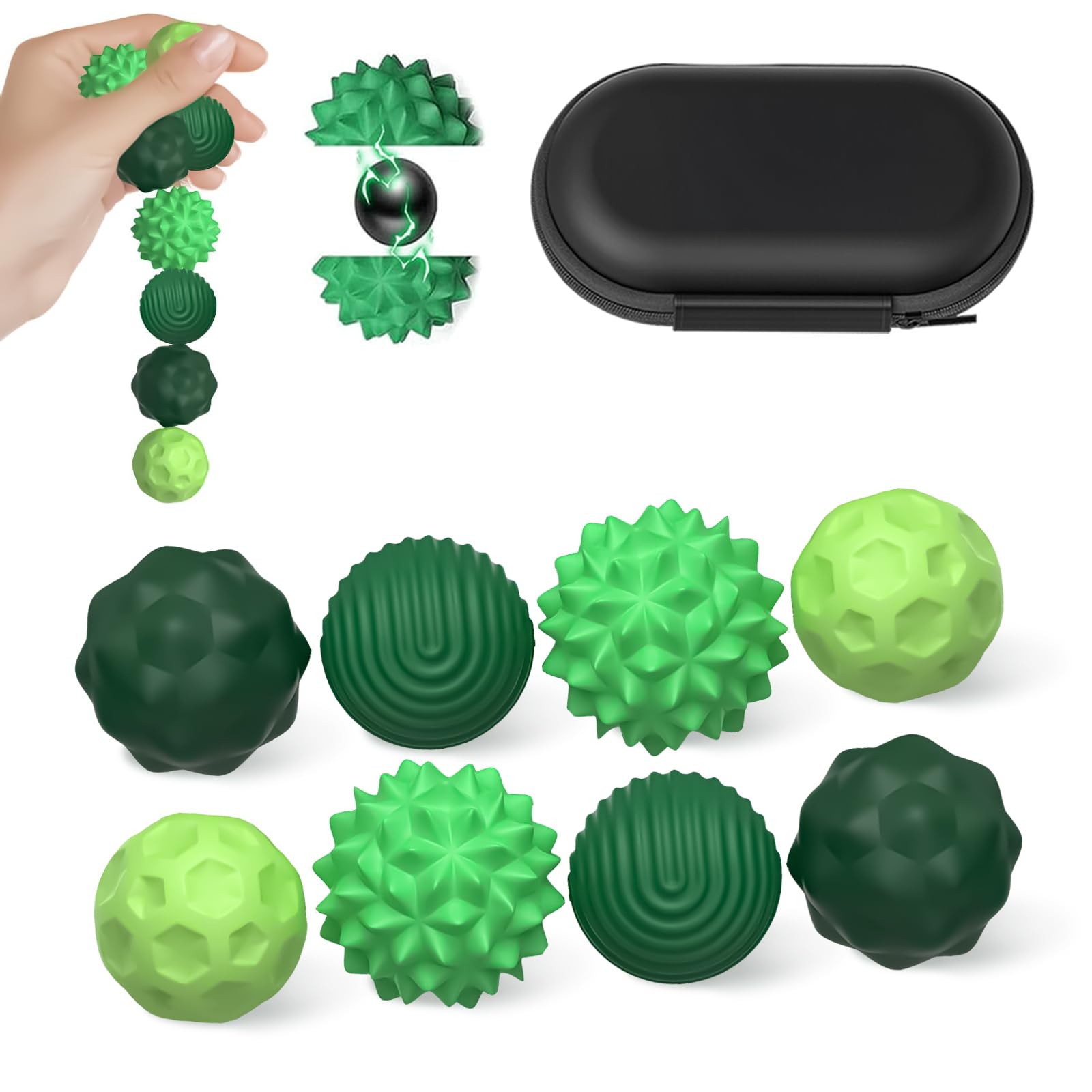 Gicctyble Magnetische Fidget Toys, Anti Stress Spielzeug mit Silikonhülle, Magnetkugeln Stressball Silikon Sensorik Spielzeug, Anti Stress Ball für Kinder und Erwachsene (Grün)