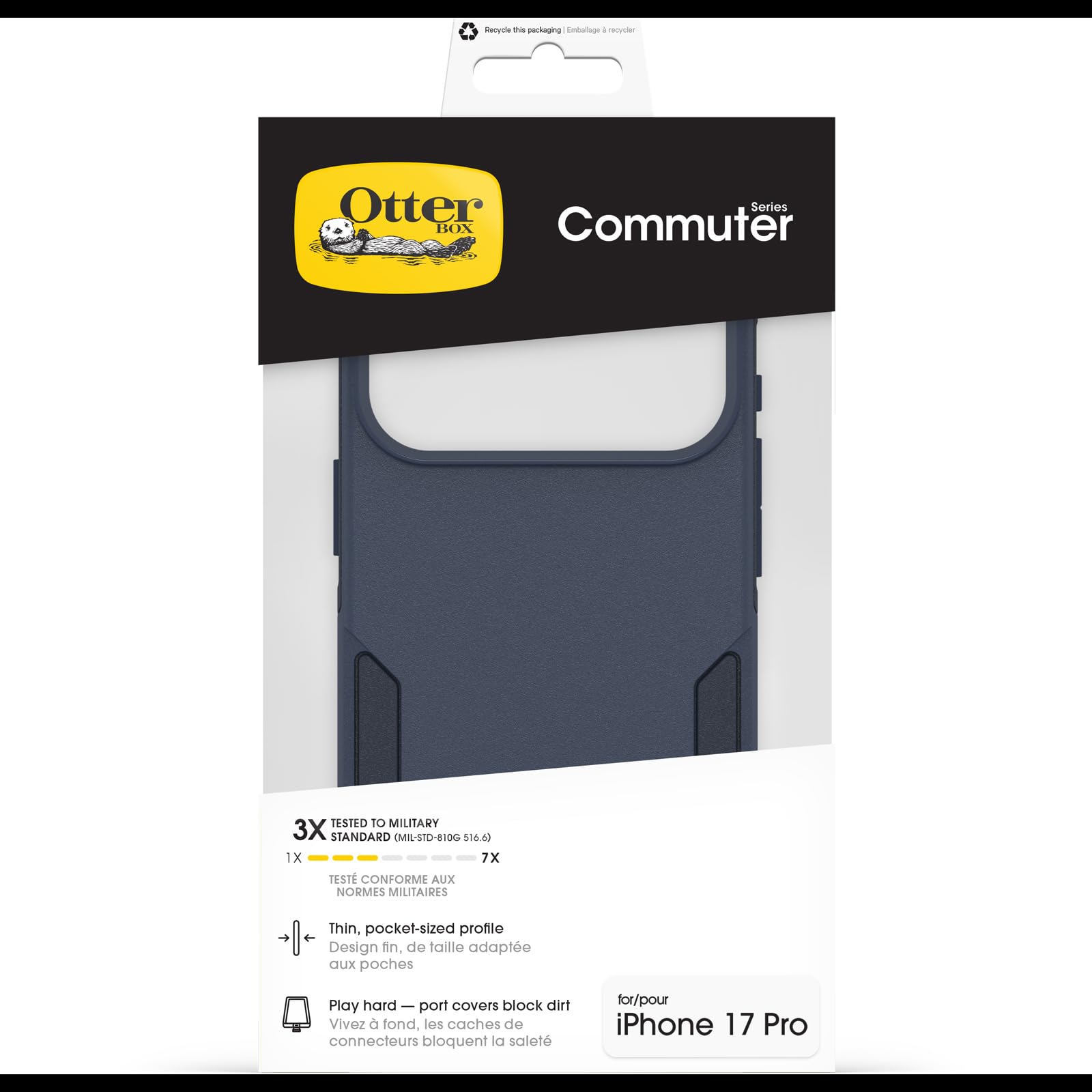 OtterBox Commuter Series MagSafe cover per iPhone 17 Pro, custodia resistente a shock e cadute, testata 3x norme MIL-STD 810G, Blu