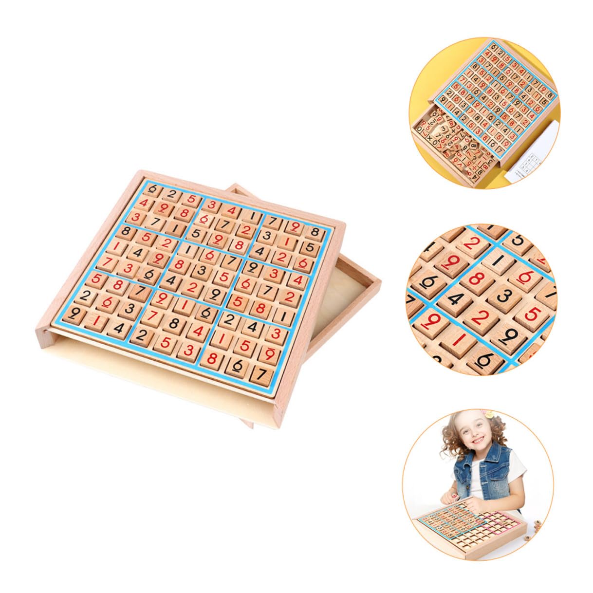 Juego de Mesa Sudoku de Madera, Juguete Educativo de Aritmética Tablero de 9 Casillas, Material Didáctico Seguro y Desarrollo Cognitivo, Adecuado para Aprendizaje Temprano