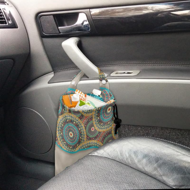 Image of Dog Paw Car Garbage Bag Holder, Mandala Puppy Footprint Foldable Automoblie Accessory for Interior Stuff Storage