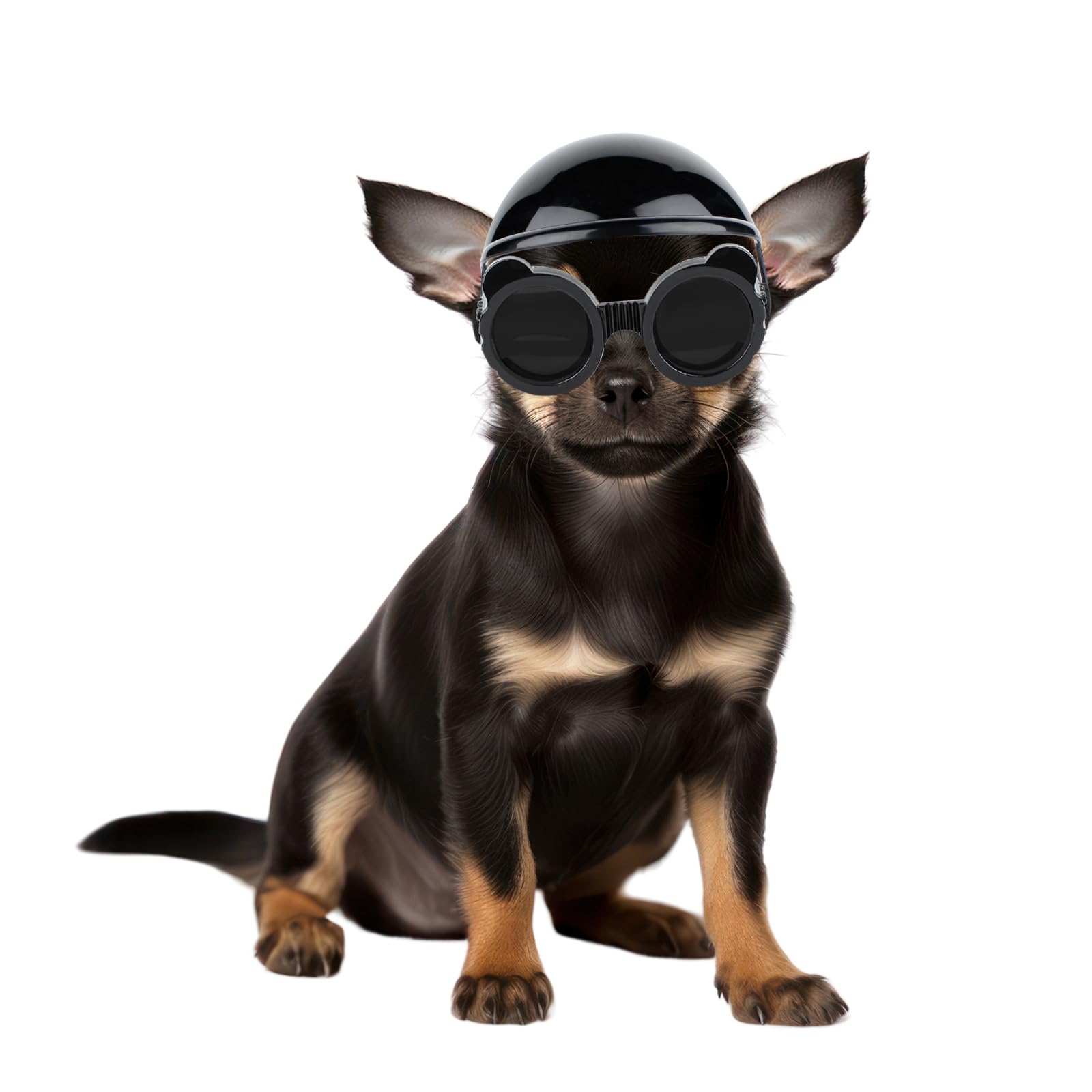 Enjoying Dog Helmets and Sunglasses for Small Dogs, Pet Helmet with Ear Holes for Extra-Small Dogs Cats, Chihuahua Mixed Helmets with Goggles, Tiny Dog Outdoor Head Eye Protection, Adjustable, XS