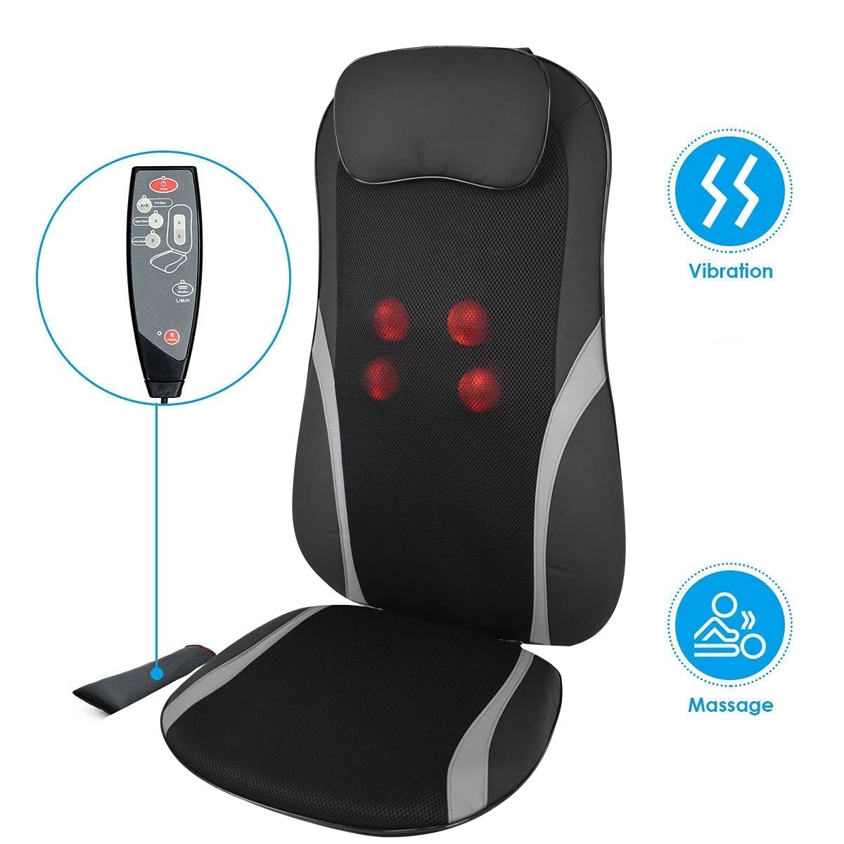 Grin Health Shiatsu Full Back Massager, Massage Cushion for Back- Full Body Massage Machine for Pain Relief, Kneading Rolling Massager for Relaxation Muscle Pain Relief (GH216A) Grin Health Shiatsu Full Back Massager, Massage Cushion for Back- Full Body Massage Machine for Pain Relief, Kneading Rolling Massager for Relaxation Muscle Pain Relief (GH216A)