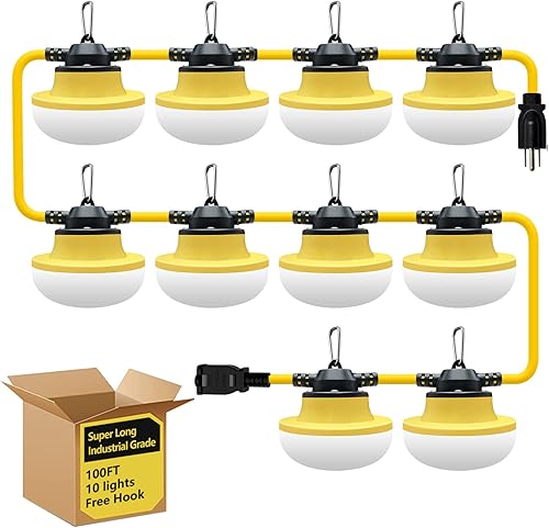 Nueva tira de luces LED de construcción de 100 pies, grado industrial, mejor para sitios de construcción, renovación, pasarelas, patio, cueva de