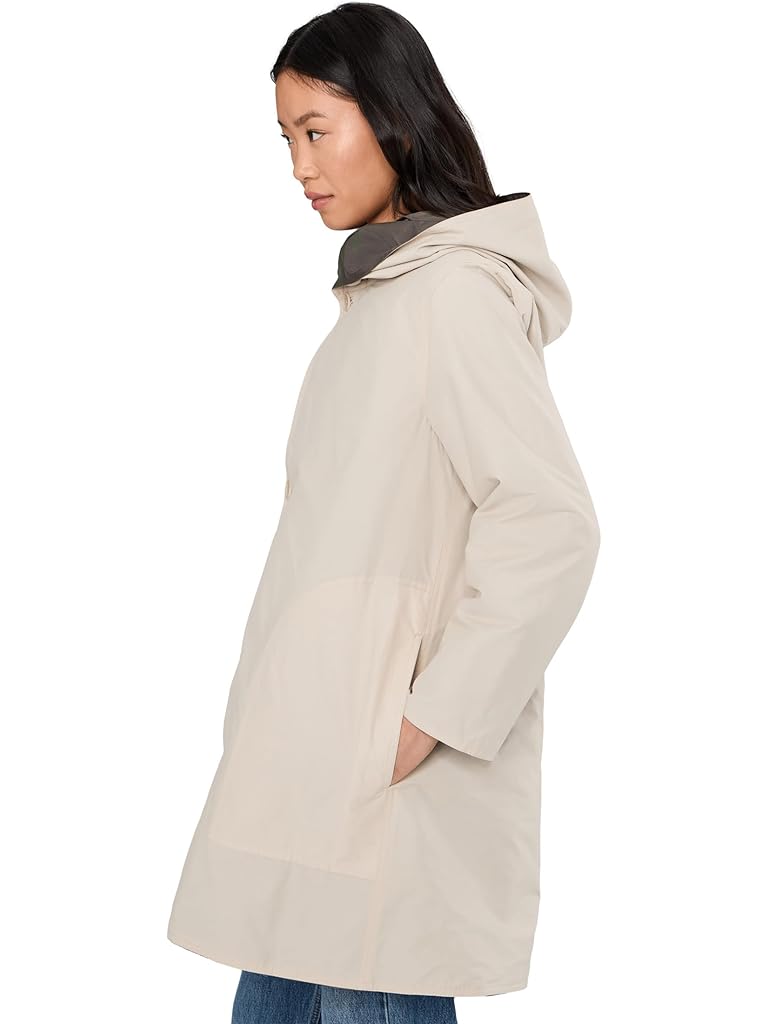 Beige Eileen Fisher Cotton Nylon Reversible Hooded Coat