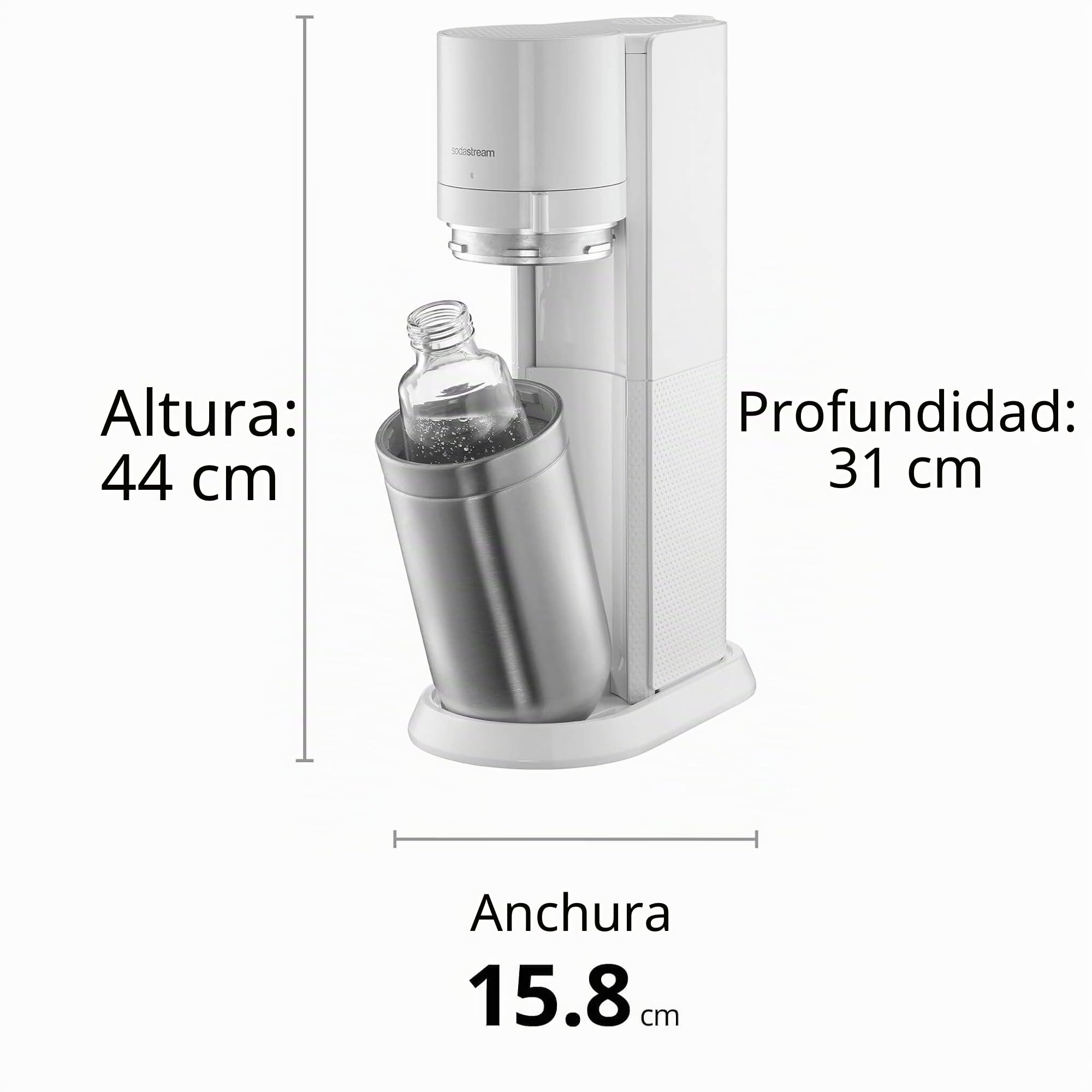SodaStream Duo - Máquina de agua con gas y 2 botellas de agua con gas de 1 litro, fabricante de bebidas retro con botella de agua sin BPA, jarra de vidrio y botella de gas CO2 para agua carbonatada en
