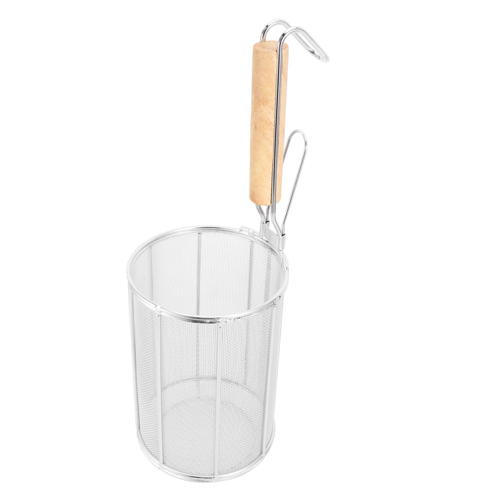 STOBAZA Colador de Pasta de Acero Inoxidable con Asa de Madera Colador de Malla para Escurrir Fideos para Uso Cocina