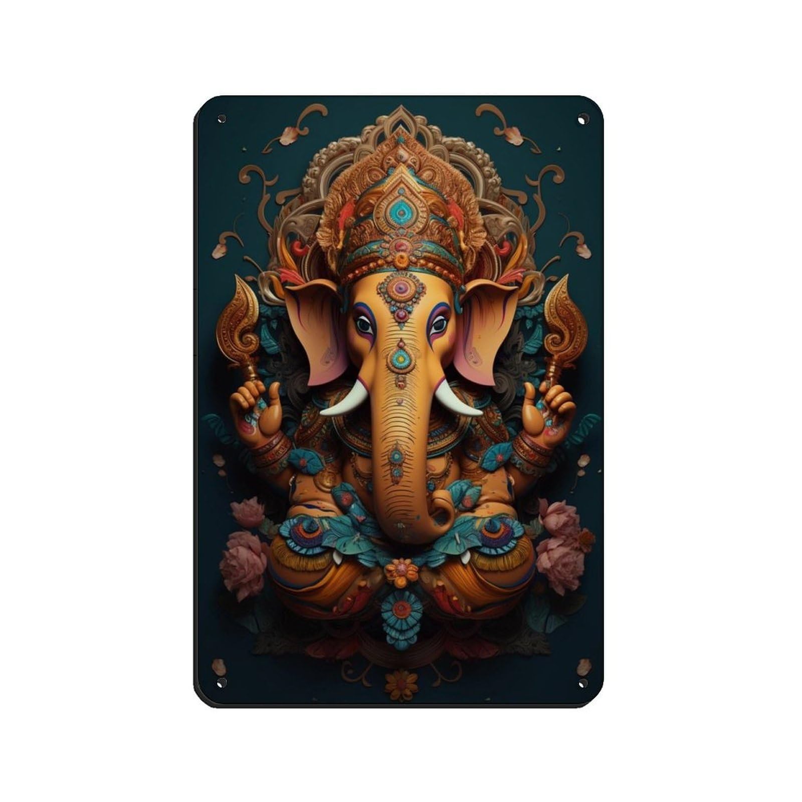 Ganesh Art, Home Decor (2) Retro Poster Metal Tin Sign Chic Art Retro Iron Painting Bar People Cave Cafe Family Garage Poster Wall Decoration 8x12inch(20x30cm)